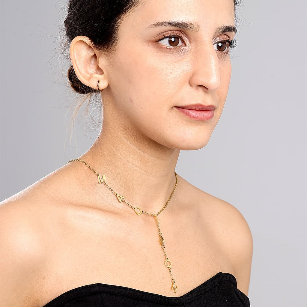 Gold Custom Initials Lariat Name Necklace