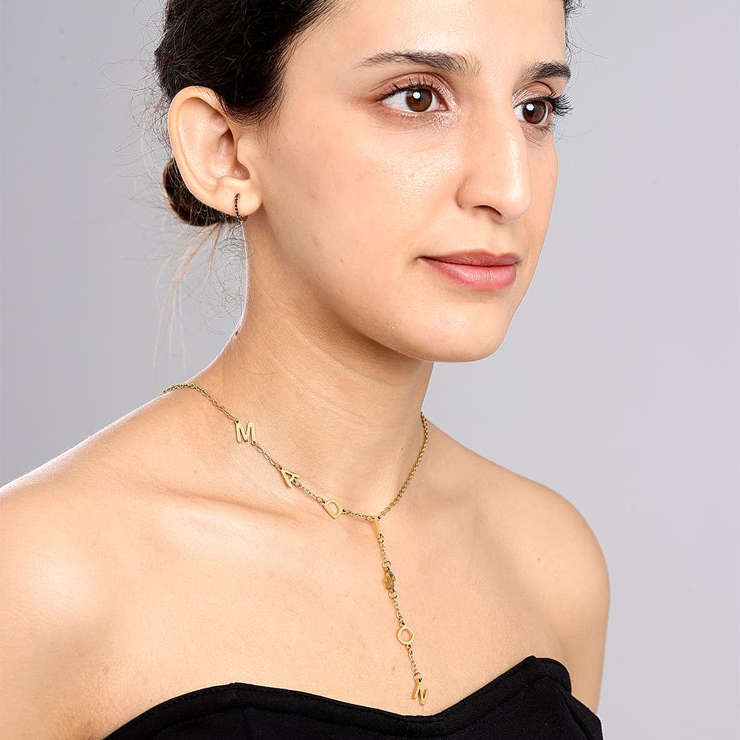 Gold Custom Initials Lariat Name Necklace