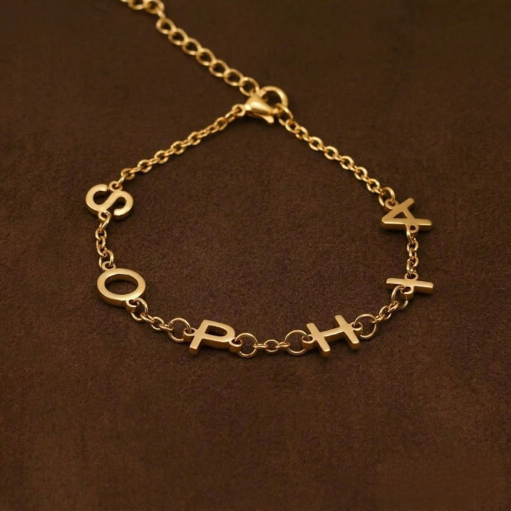 Gold Custom Letter Name Bracelet