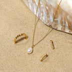 Gold Freshwater Pearl Drop Necklace