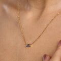 Gold Baguette Birthstone Necklace