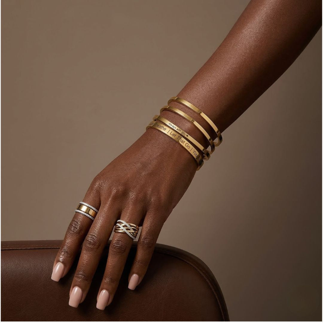 Gold Custom Engraved Bangle