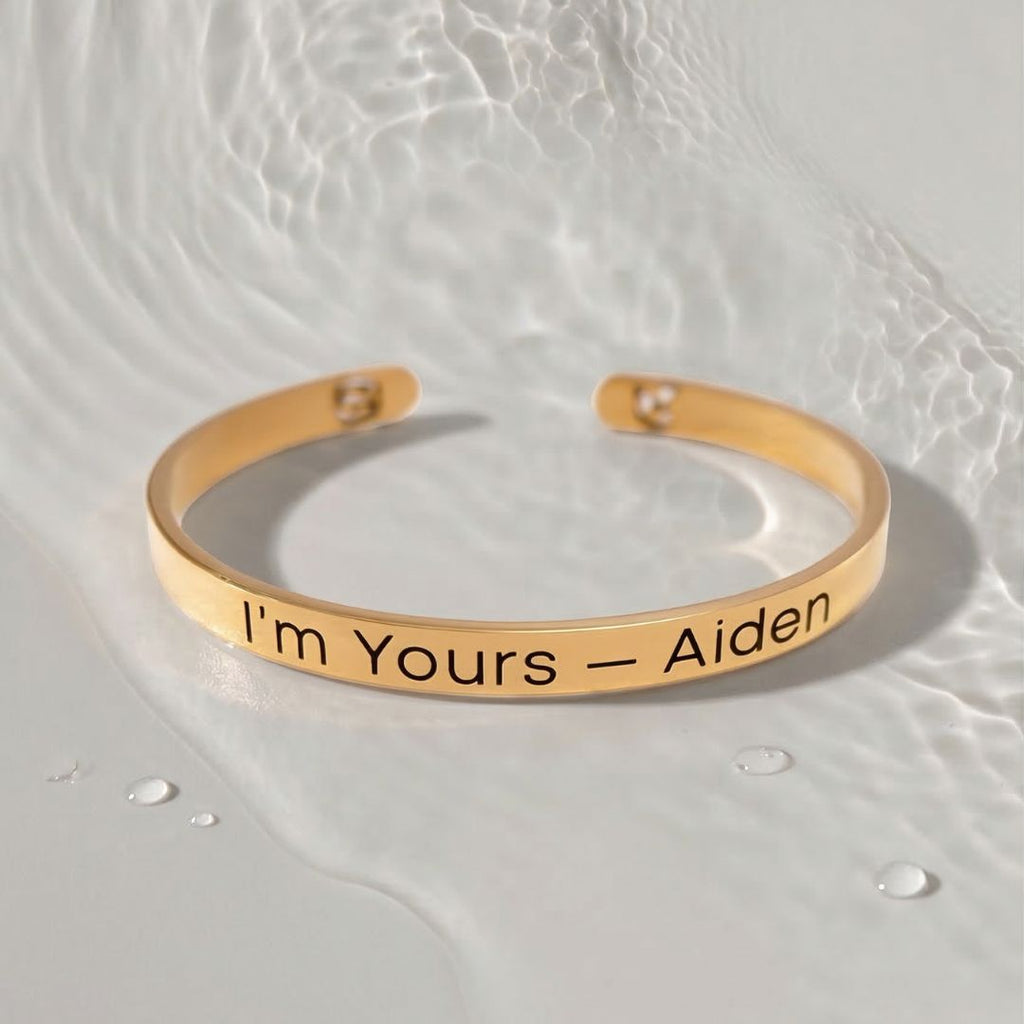 Gold Custom Engraved Bangle