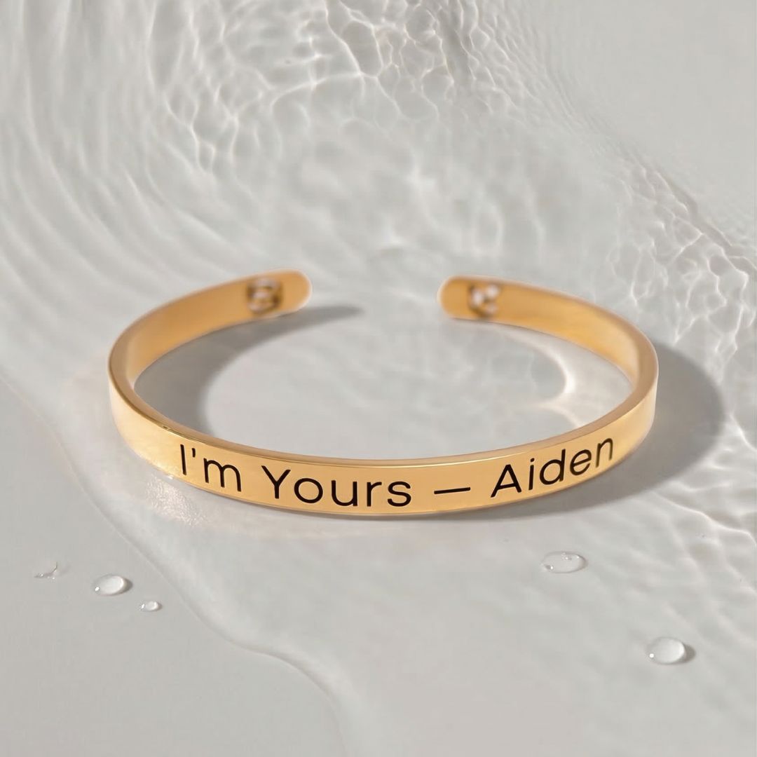 Gold Custom Engraved Bangle