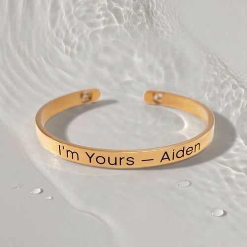 Gold Custom Engraved Bangle
