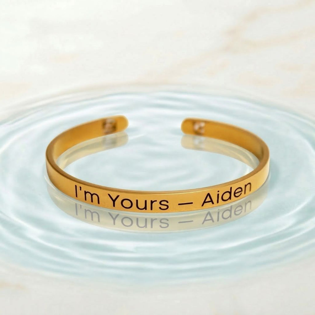 Gold Custom Engraved Bangle