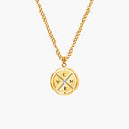 Gold Engraved Compass Necklace