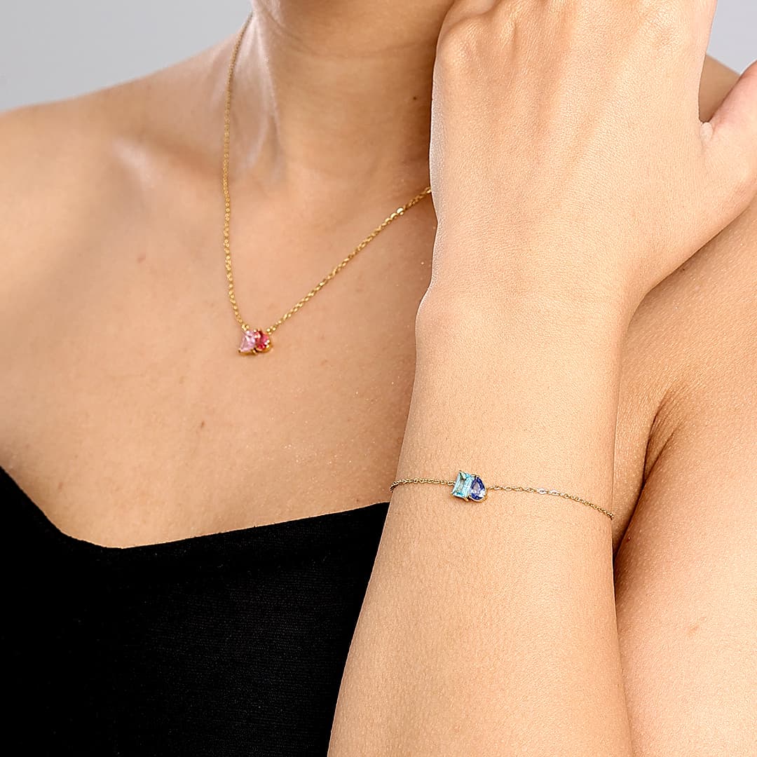 Gold Toi et Moi Birthstone Bracelet