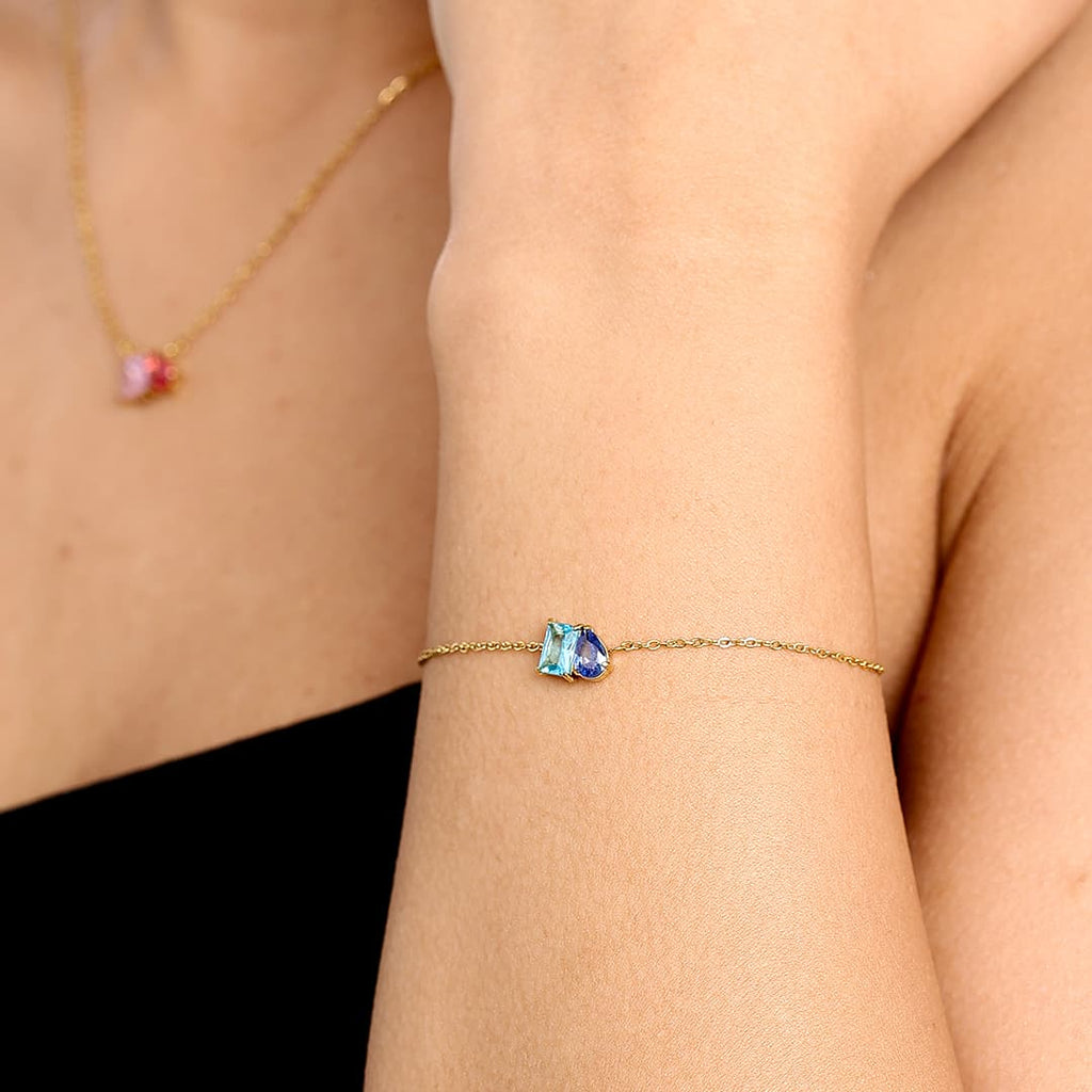 Gold Toi et Moi Birthstone Bracelet