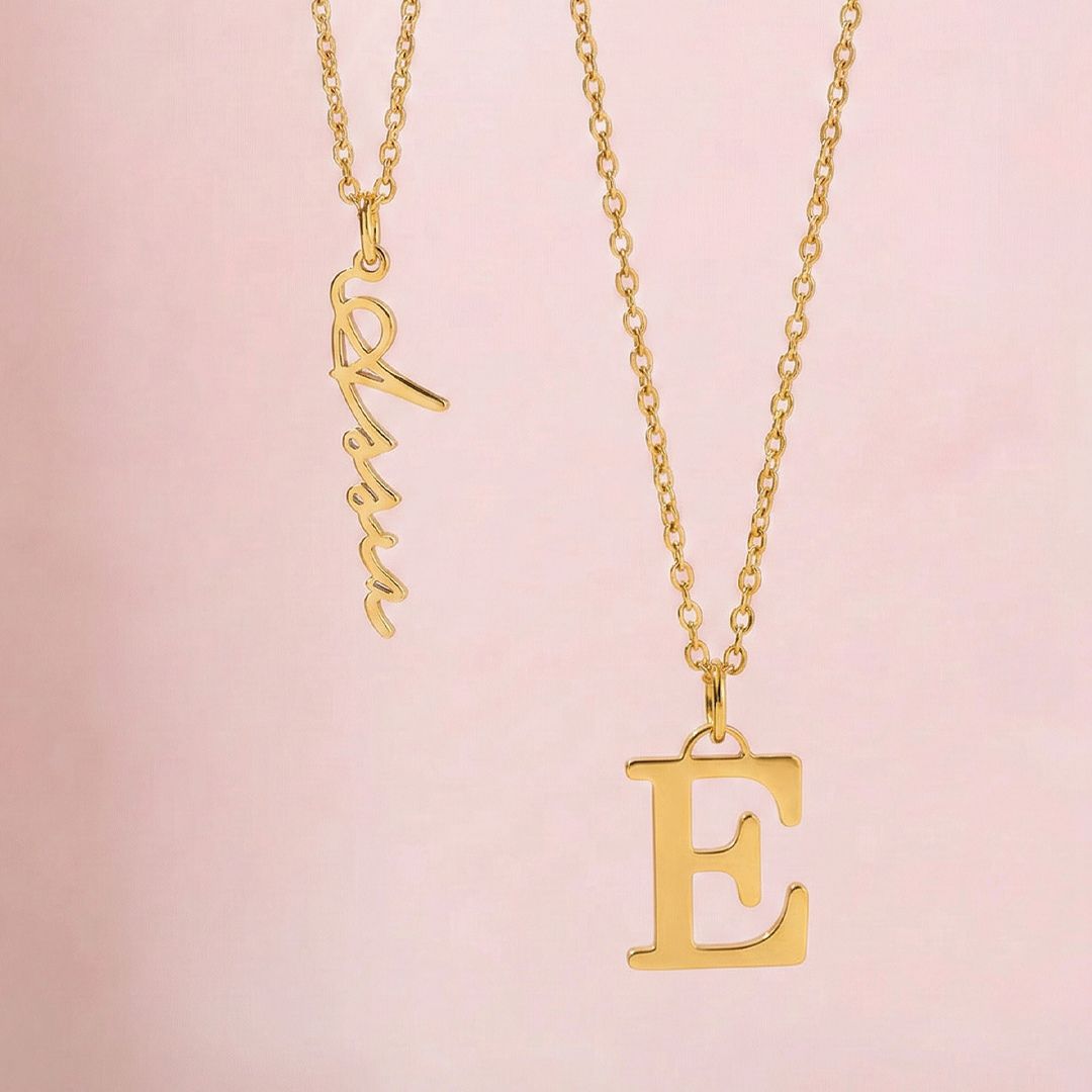 Gold Sculpted Initial Necklace
