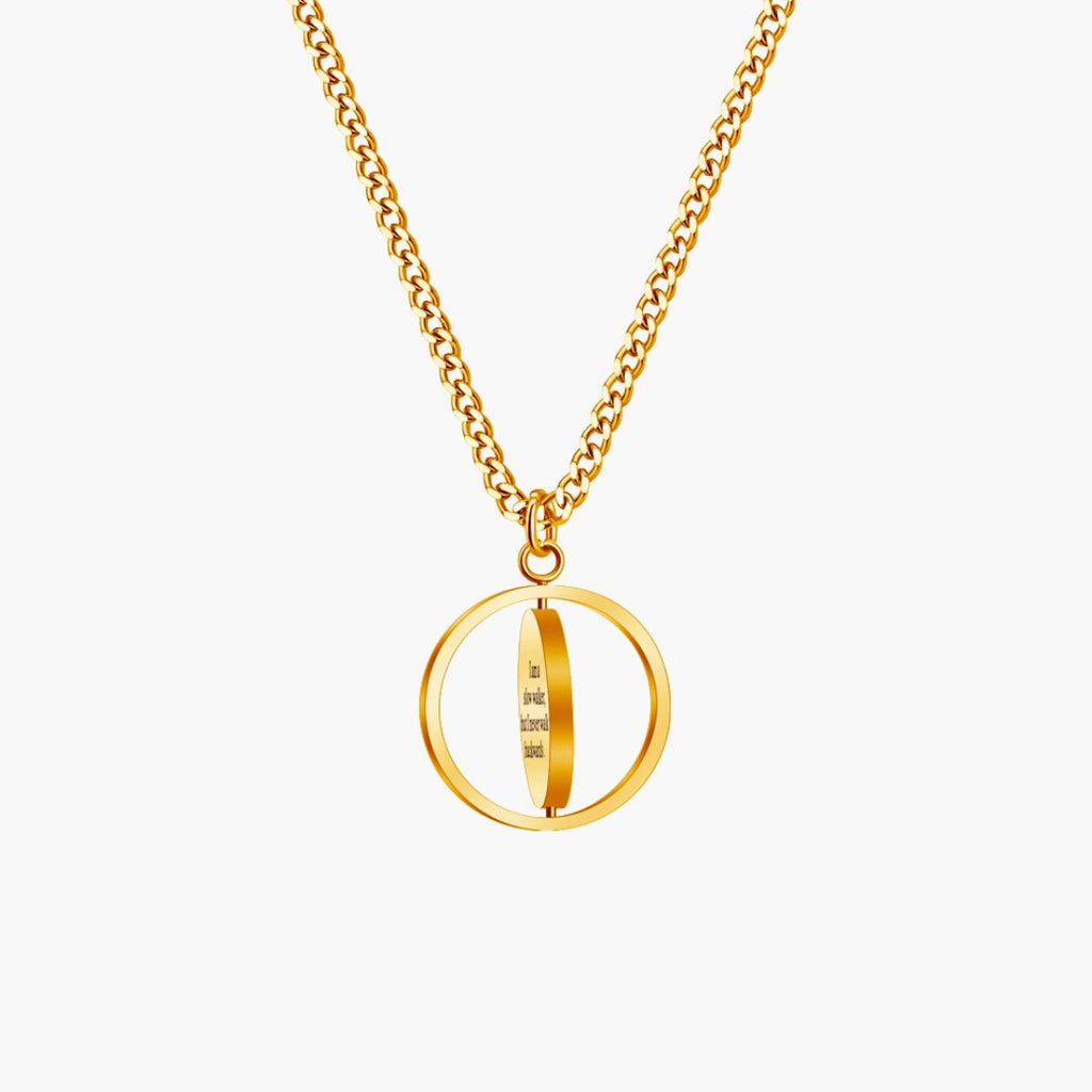 Gold Engraved Compass Necklace