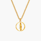 Gold Engraved Compass Necklace