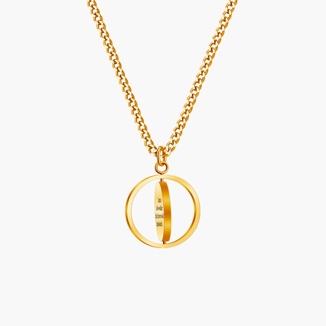 Gold Engraved Compass Necklace