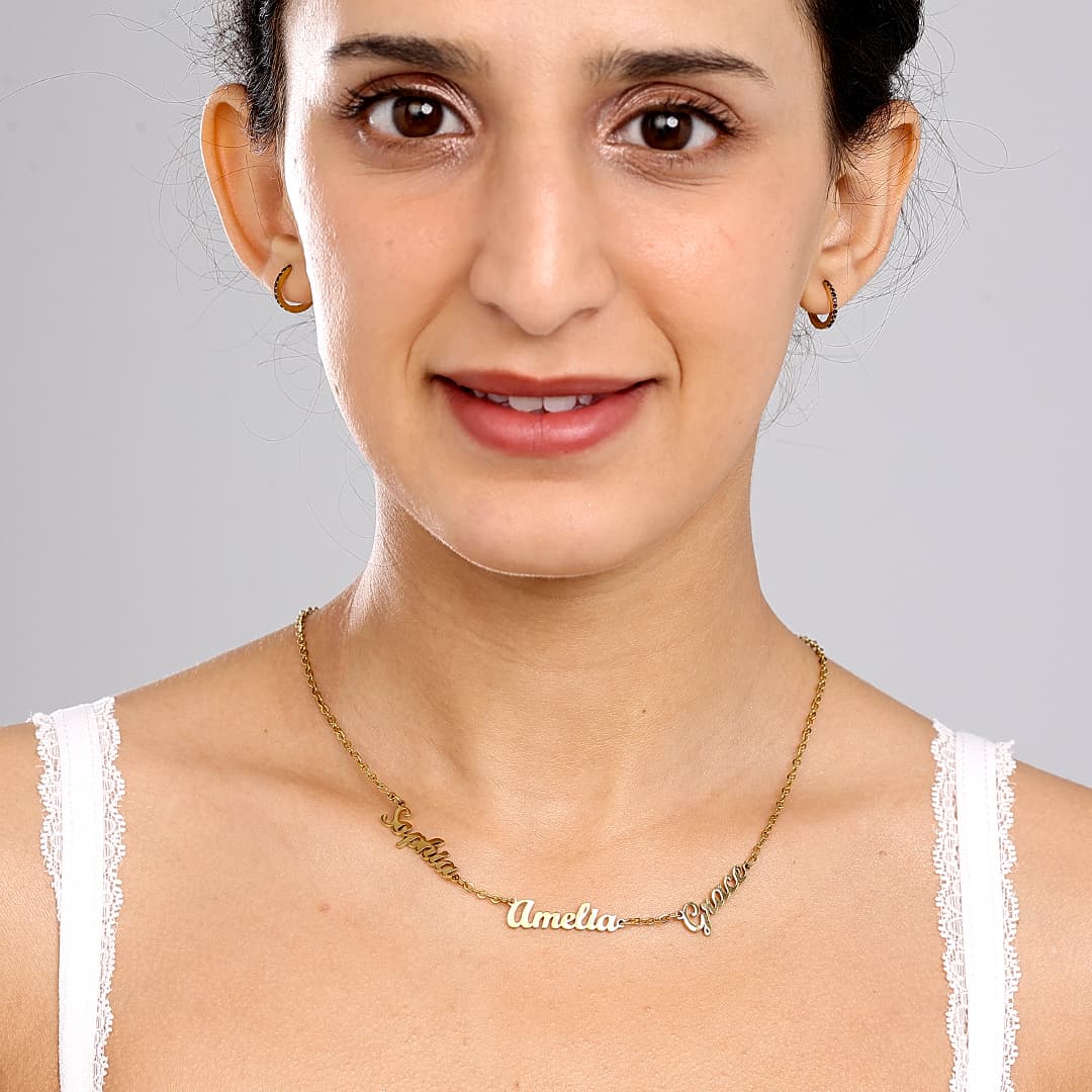 Gold Dainty Custom Multi Name Necklace