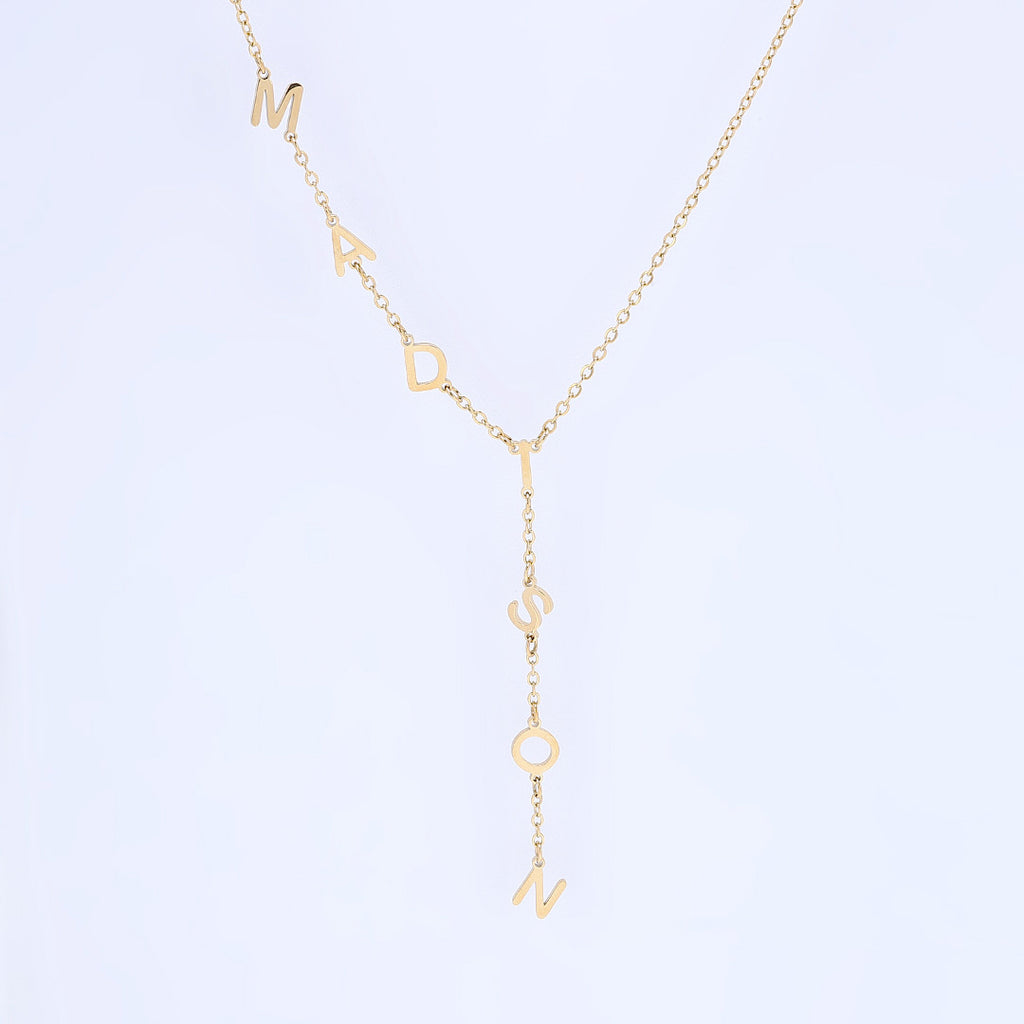 Gold Custom Initials Lariat Name Necklace