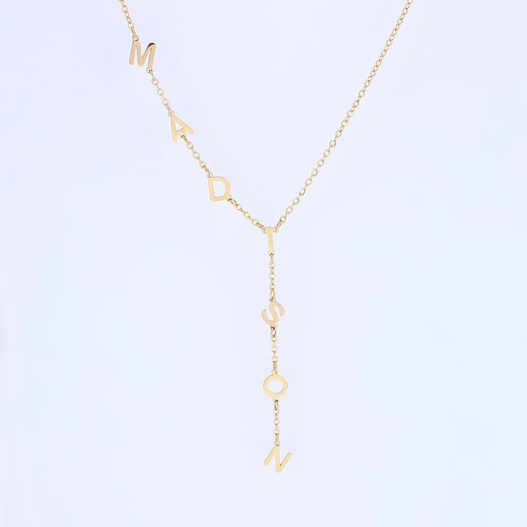 Gold Custom Initials Lariat Name Necklace