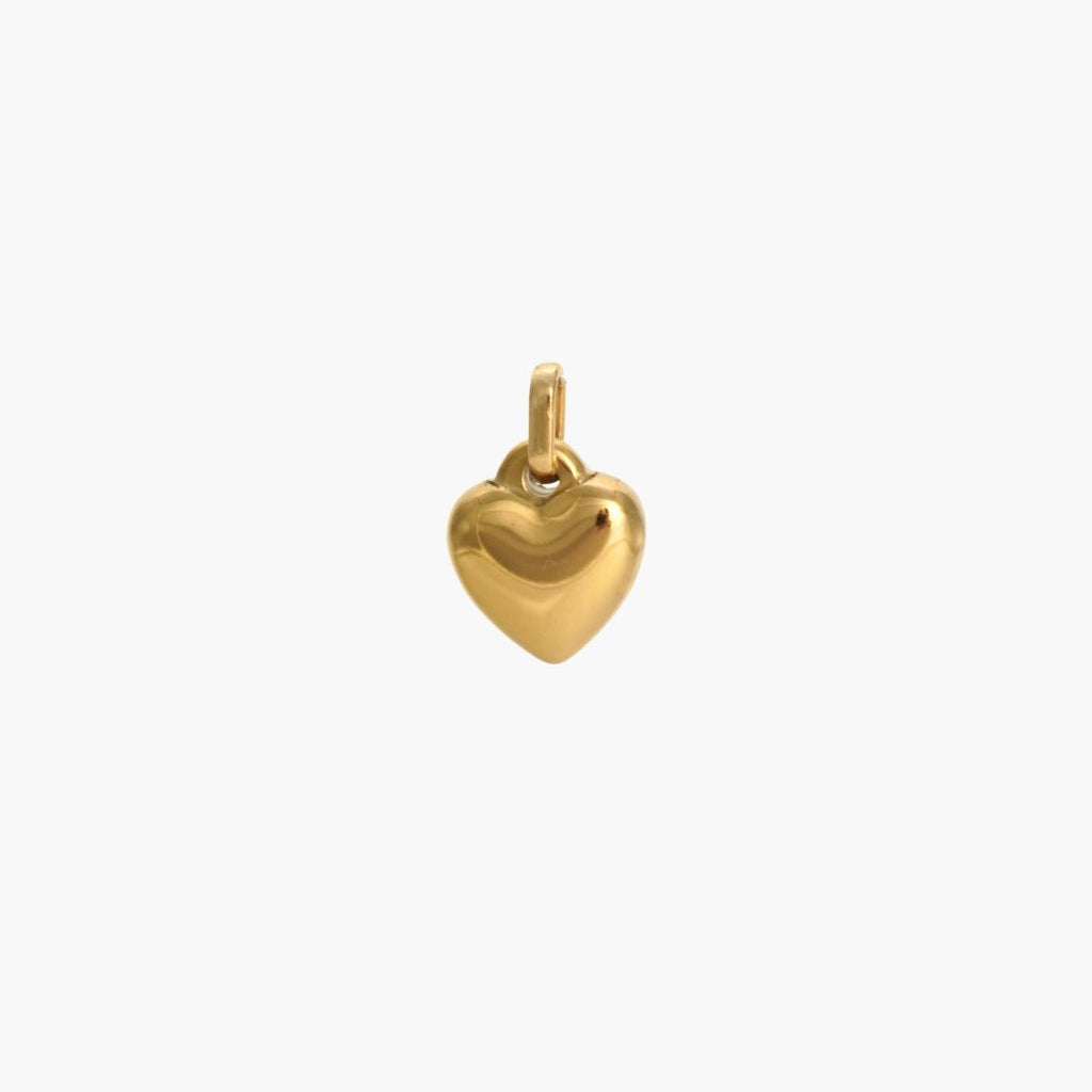 JUNE ELLE 18K gold plated stainless steel Petite Puffy Heart Charm pendant, clear front view