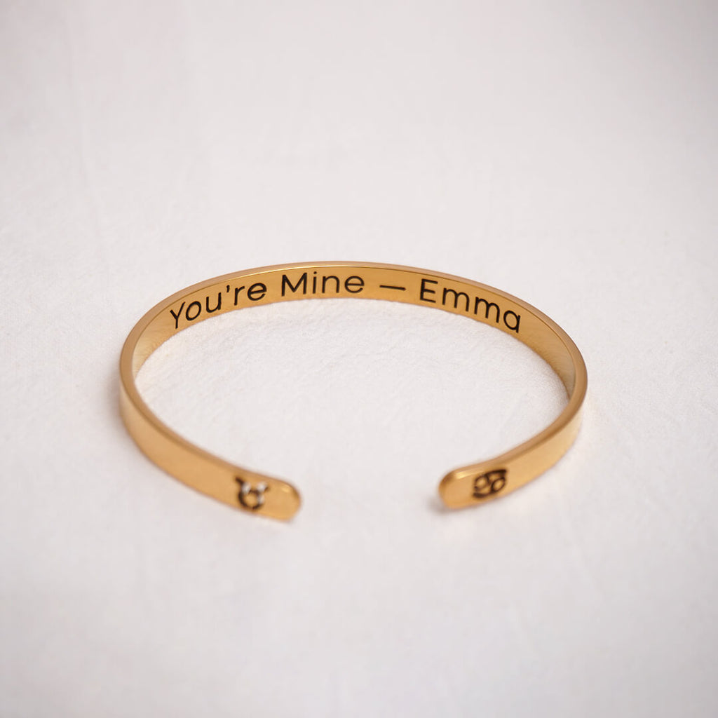 Gold Custom Engraved Bangle