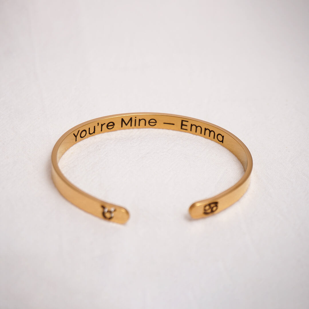 Gold Custom Engraved Bangle