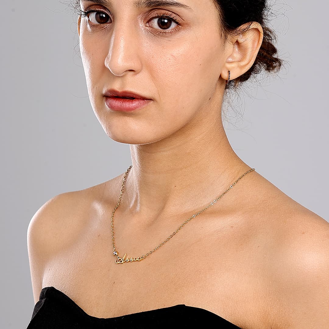 Gold Stella Birthstone Name Necklace