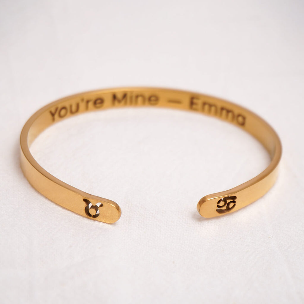 Gold Custom Engraved Bangle