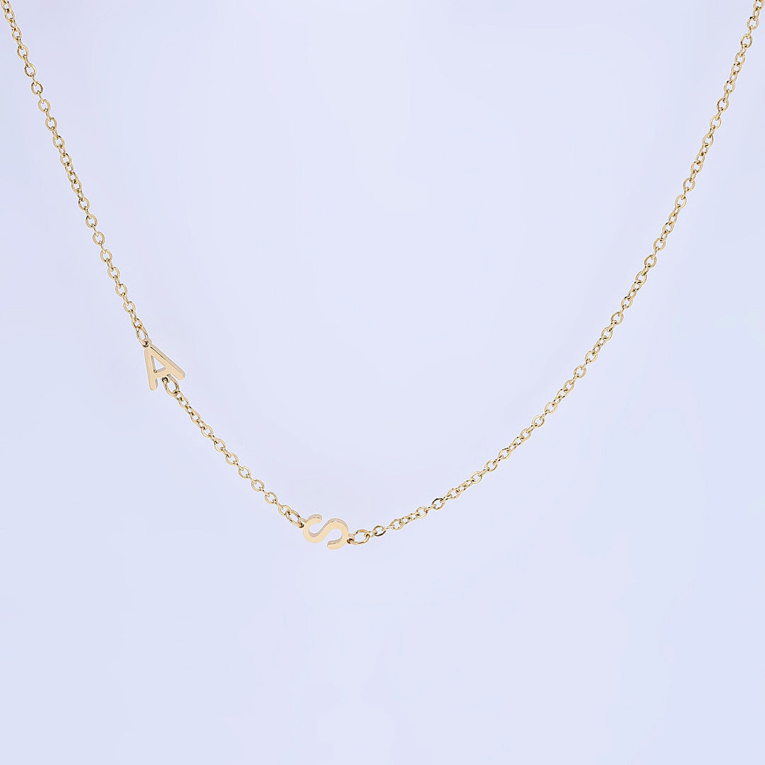 Gold Custom Twin Initial Necklace