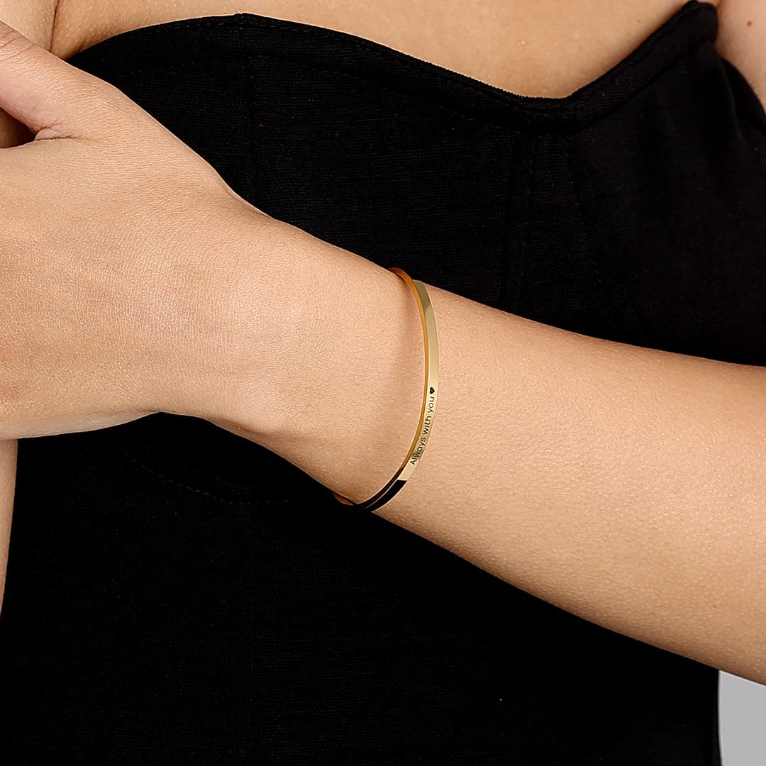 Gold Custom Engraved Bangle