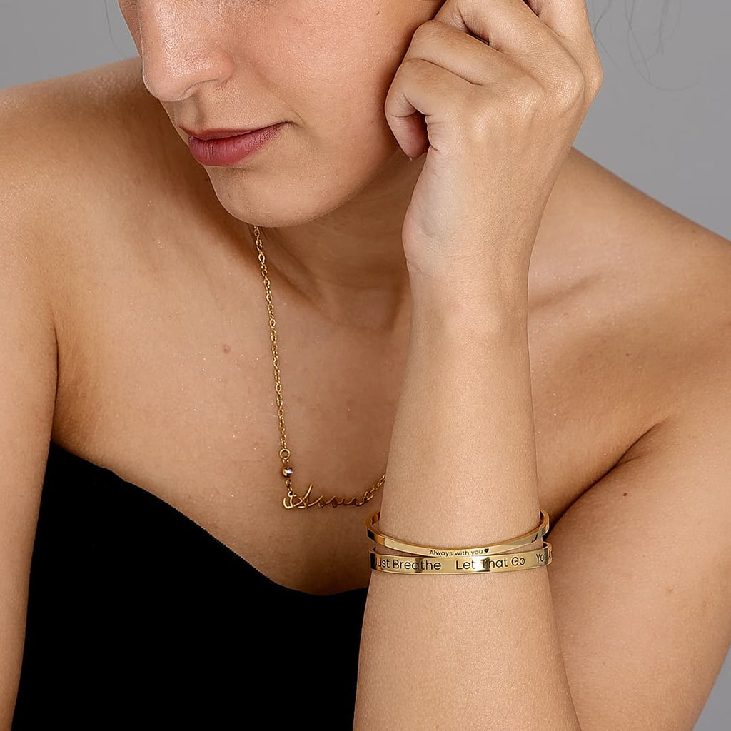 Gold Custom Engraved Bangle