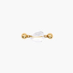 JUNE ELLE MagMix Clear Quartz Jelly Bean Centerpiece, clear stone with 18K gold PVD modular magnetic clasps on white background