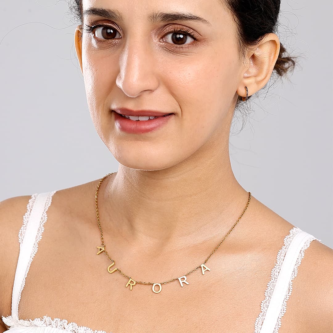 Gold Isabella Letter Name Necklace