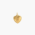 JUNE ELLE gold initial charm letter E in heart design front view on white background