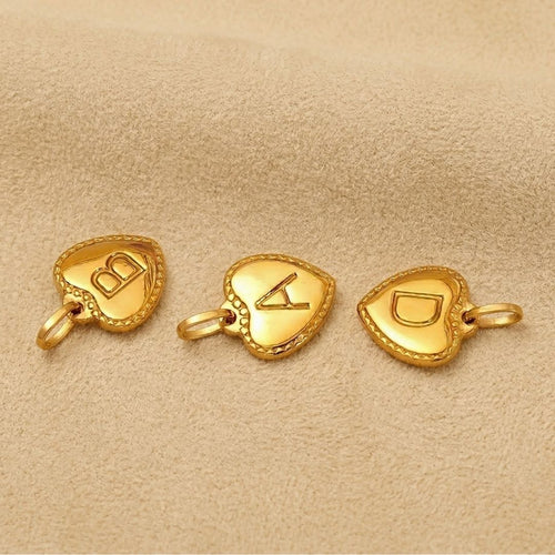 Gold  Heart Initial Charm