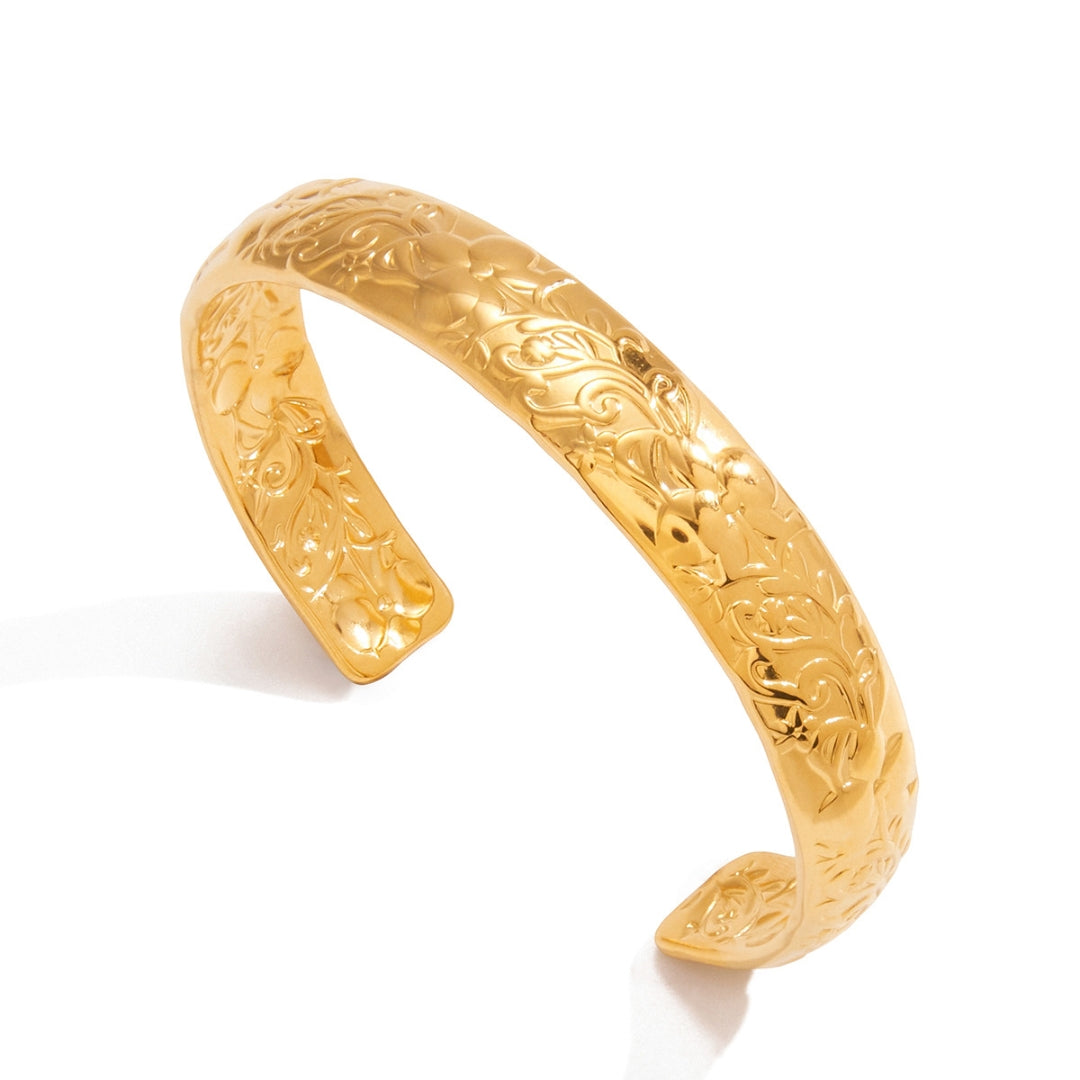 Gold Orchid Bloom Cuff Bangle