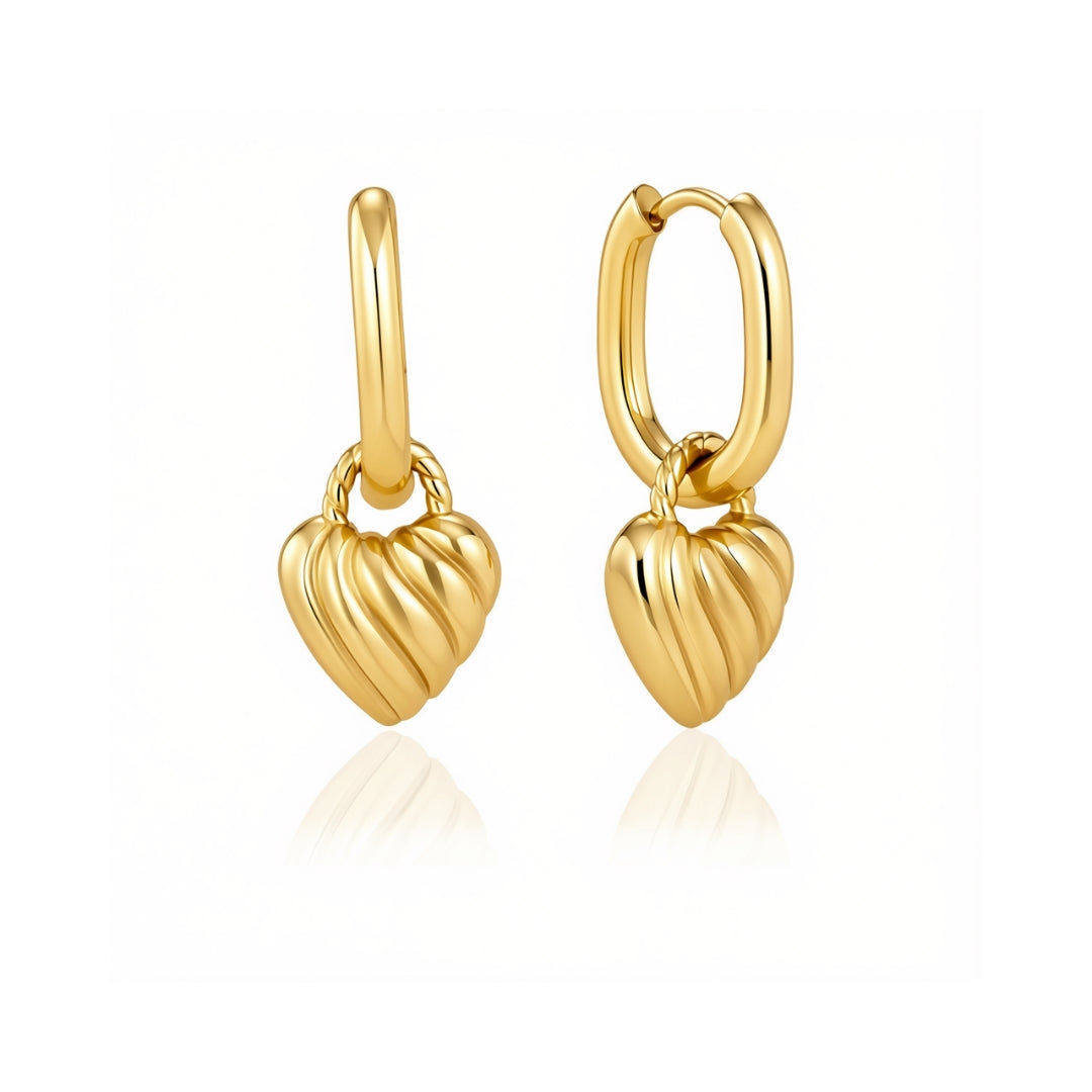 Gold Amour Heart Hoop Earrings