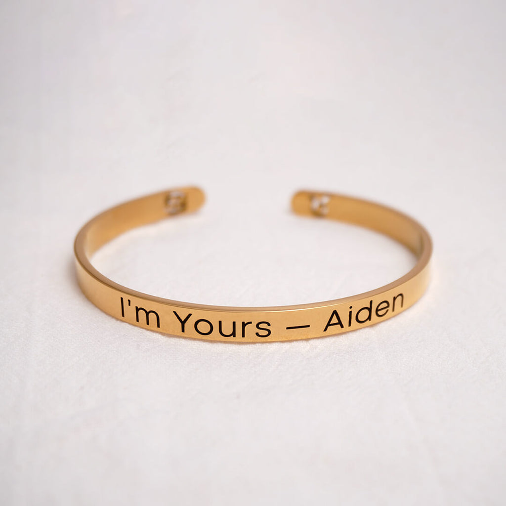 Gold Custom Engraved Bangle