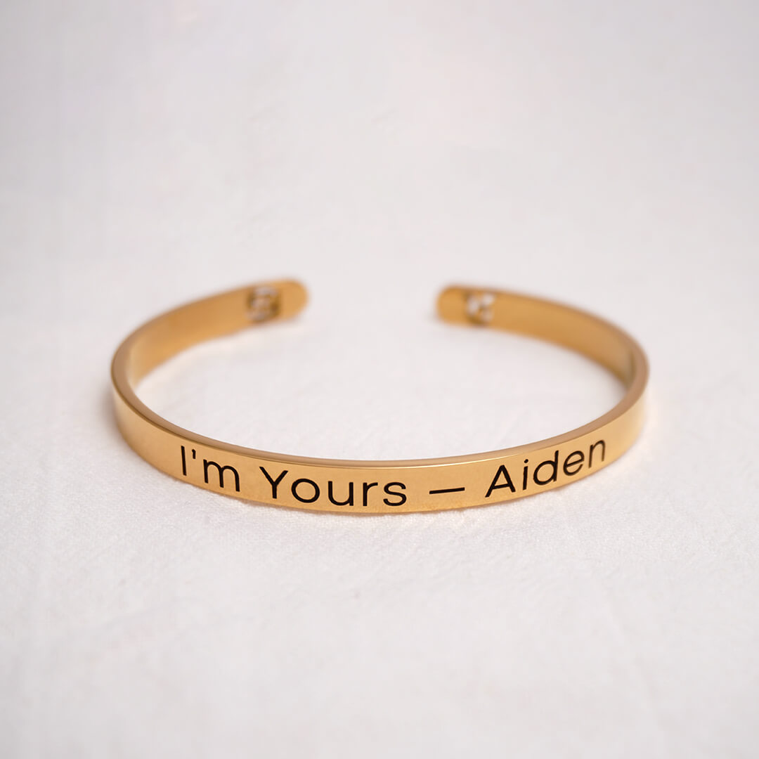 Gold Custom Engraved Bangle