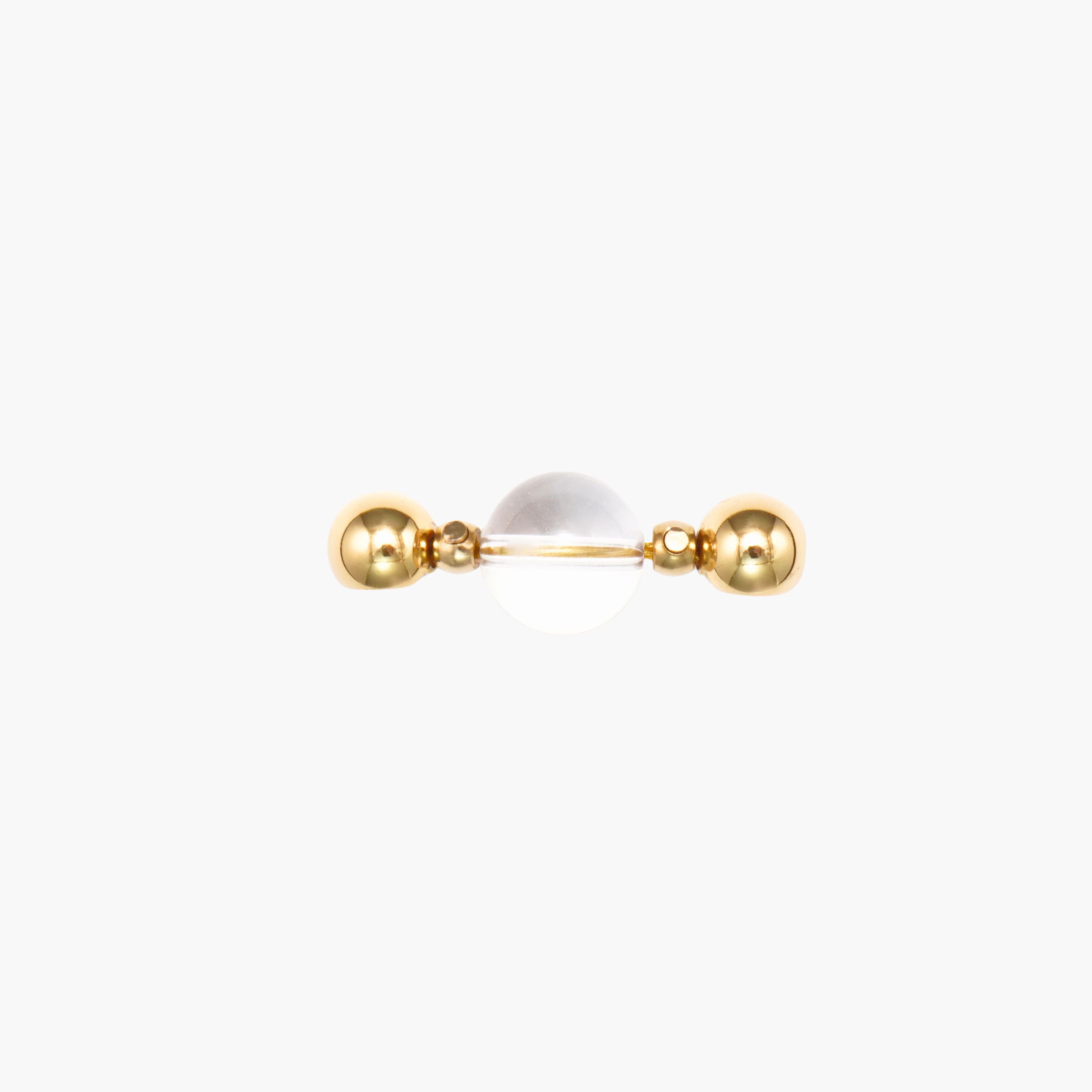 JUNE ELLE MagMix Clear Quartz Centerpiece, clear stone with 18K gold PVD modular magnetic clasps on white background