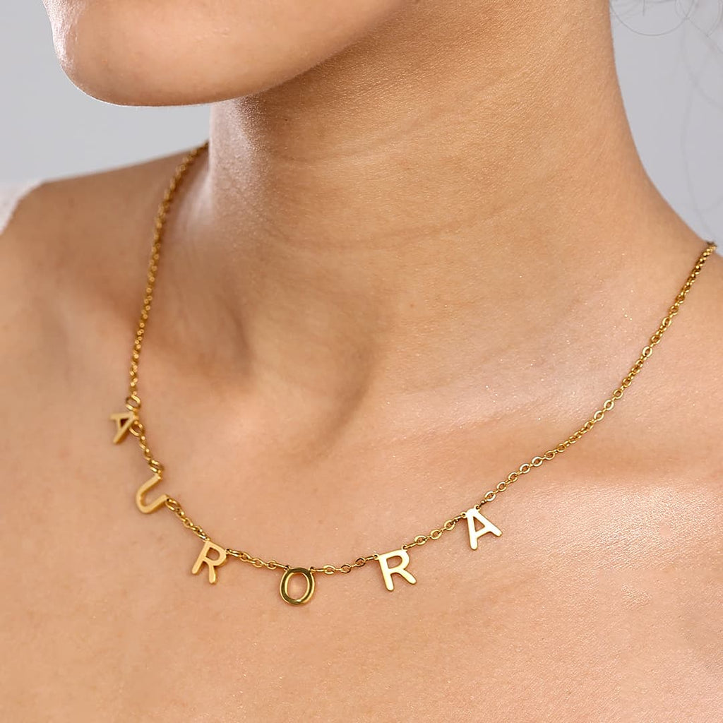 Gold Isabella Letter Name Necklace