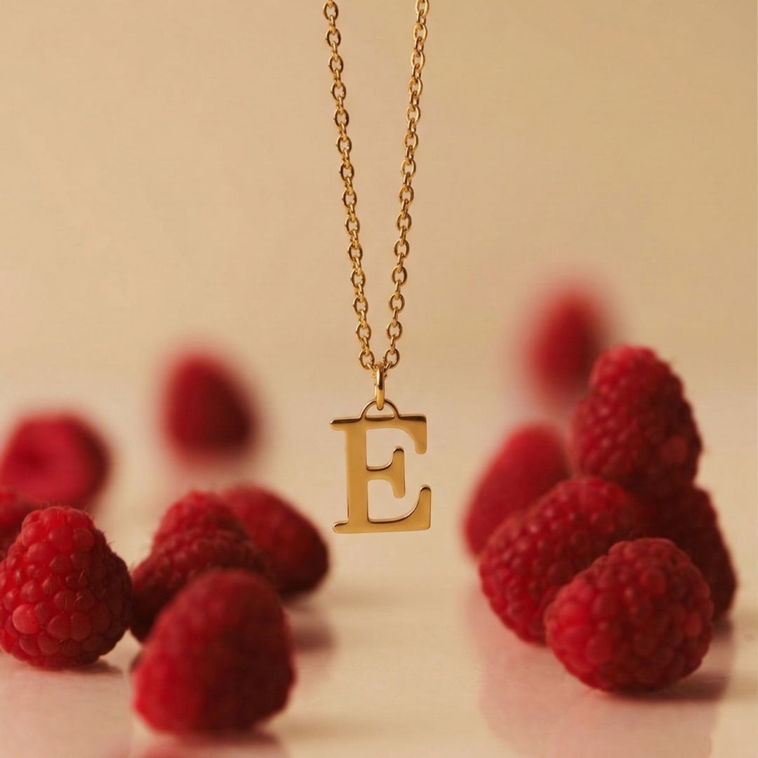 Gold Sculpted Initial Necklace