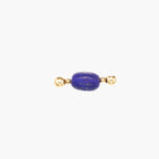 JUNE ELLE MagMix Lapis Lazuli Barrel Centerpiece, deep blue stone with 18K gold PVD modular magnetic clasps on white background