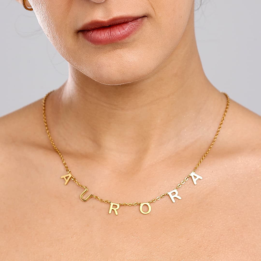 Gold Isabella Letter Name Necklace