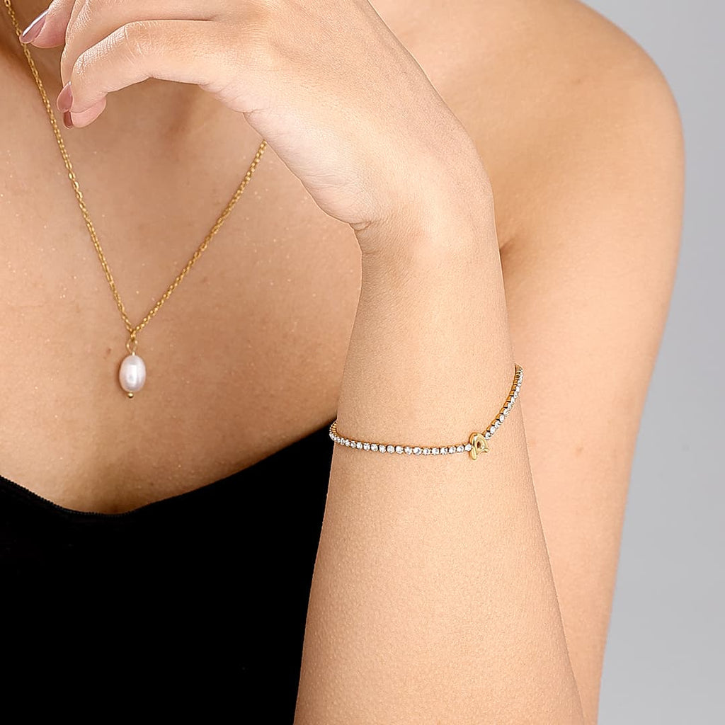 Gold Initial Tennis Bracelet