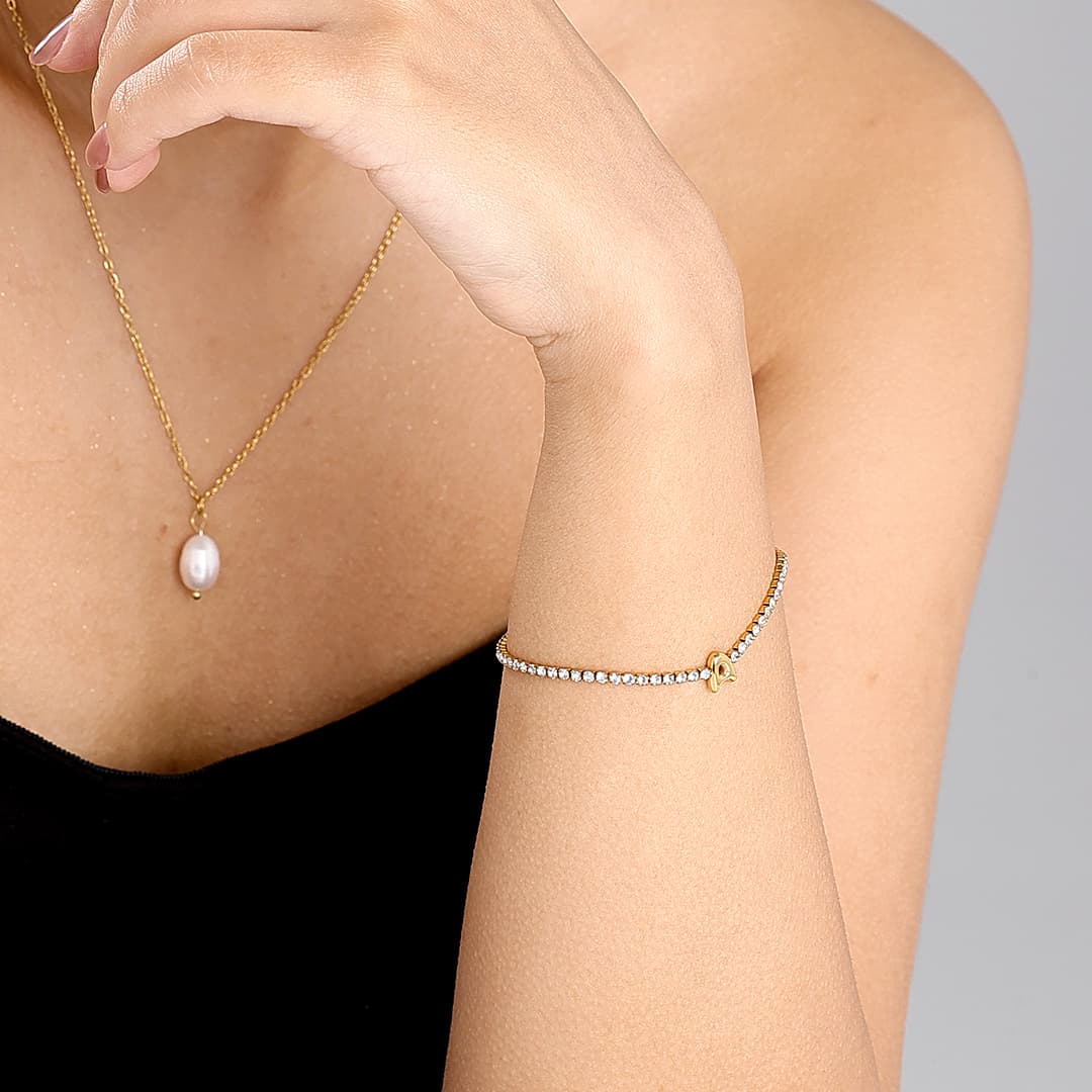 Gold Initial Tennis Bracelet