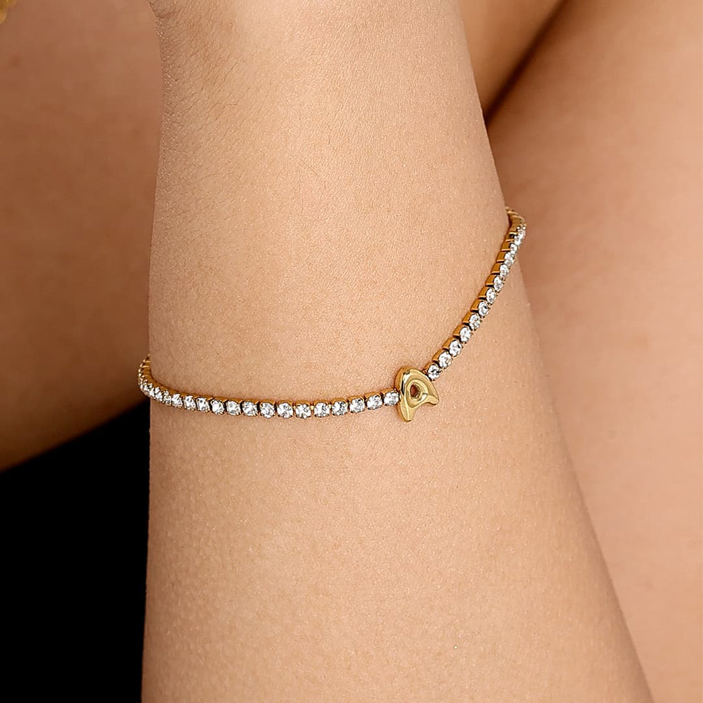 Gold Initial Tennis Bracelet