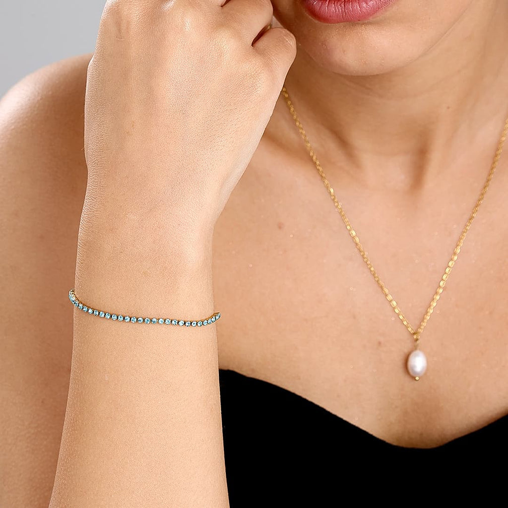 Gold Tiny Birthstone Tennis Bracelet