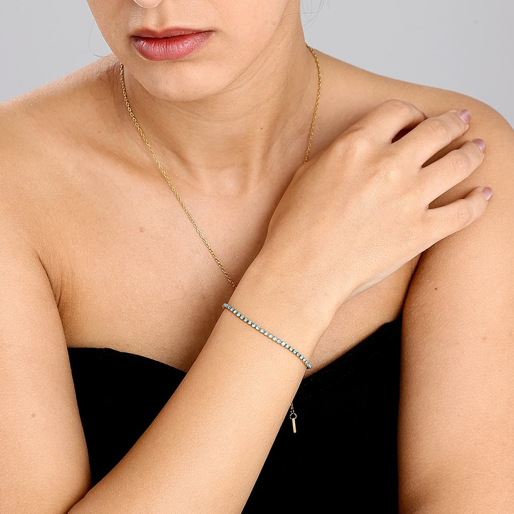 Gold Tiny Birthstone Tennis Bracelet