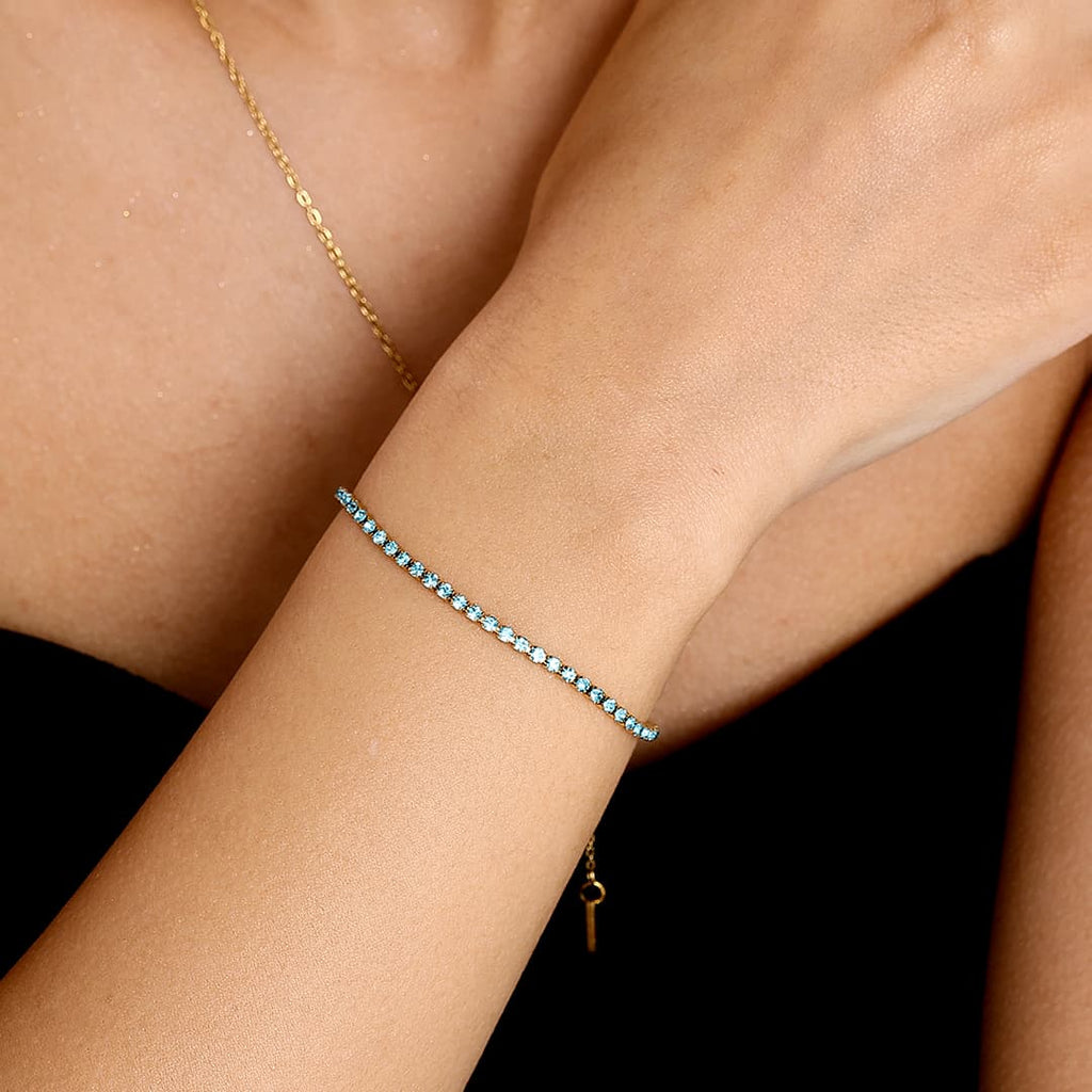 Gold Tiny Birthstone Tennis Bracelet