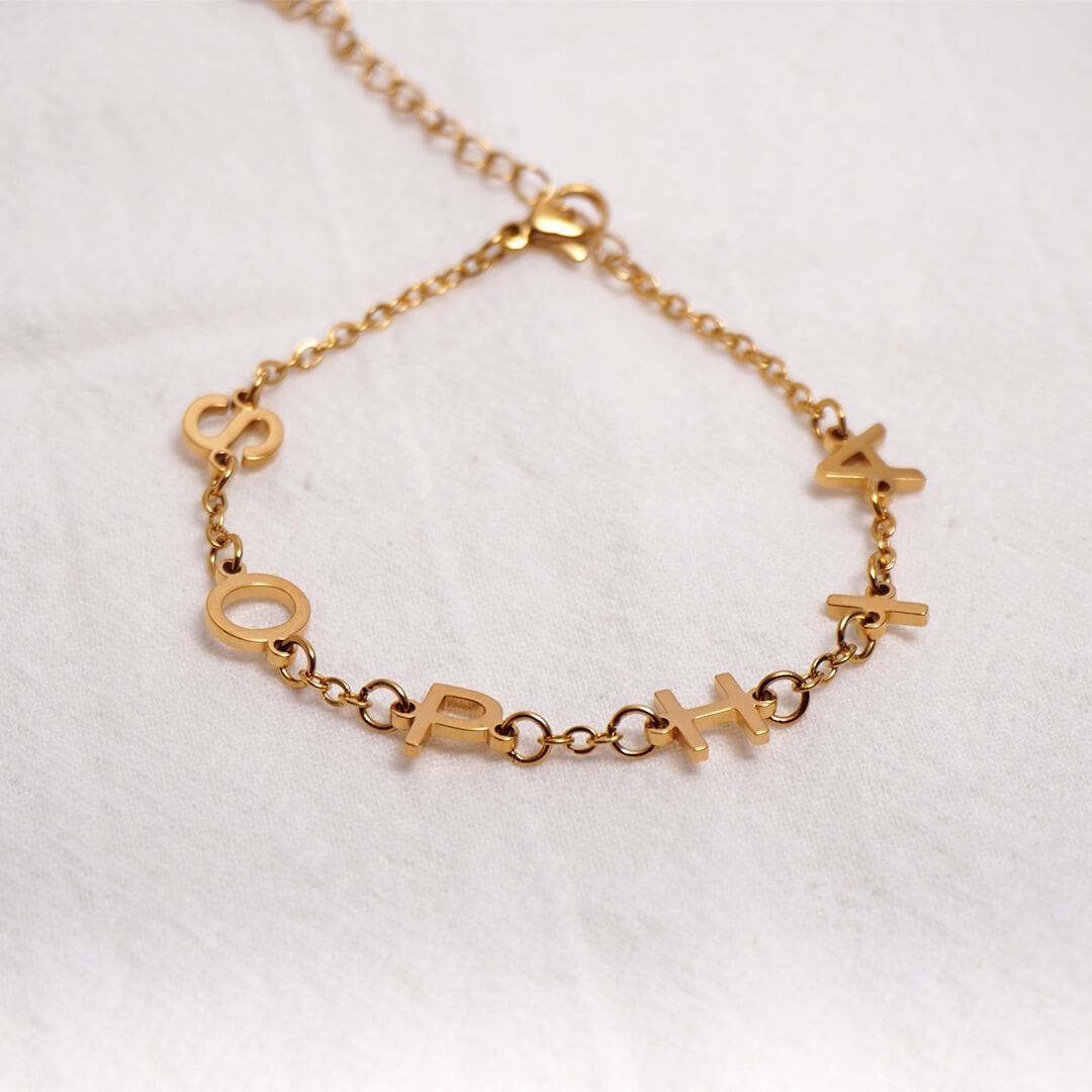 Gold Custom Letter Name Bracelet