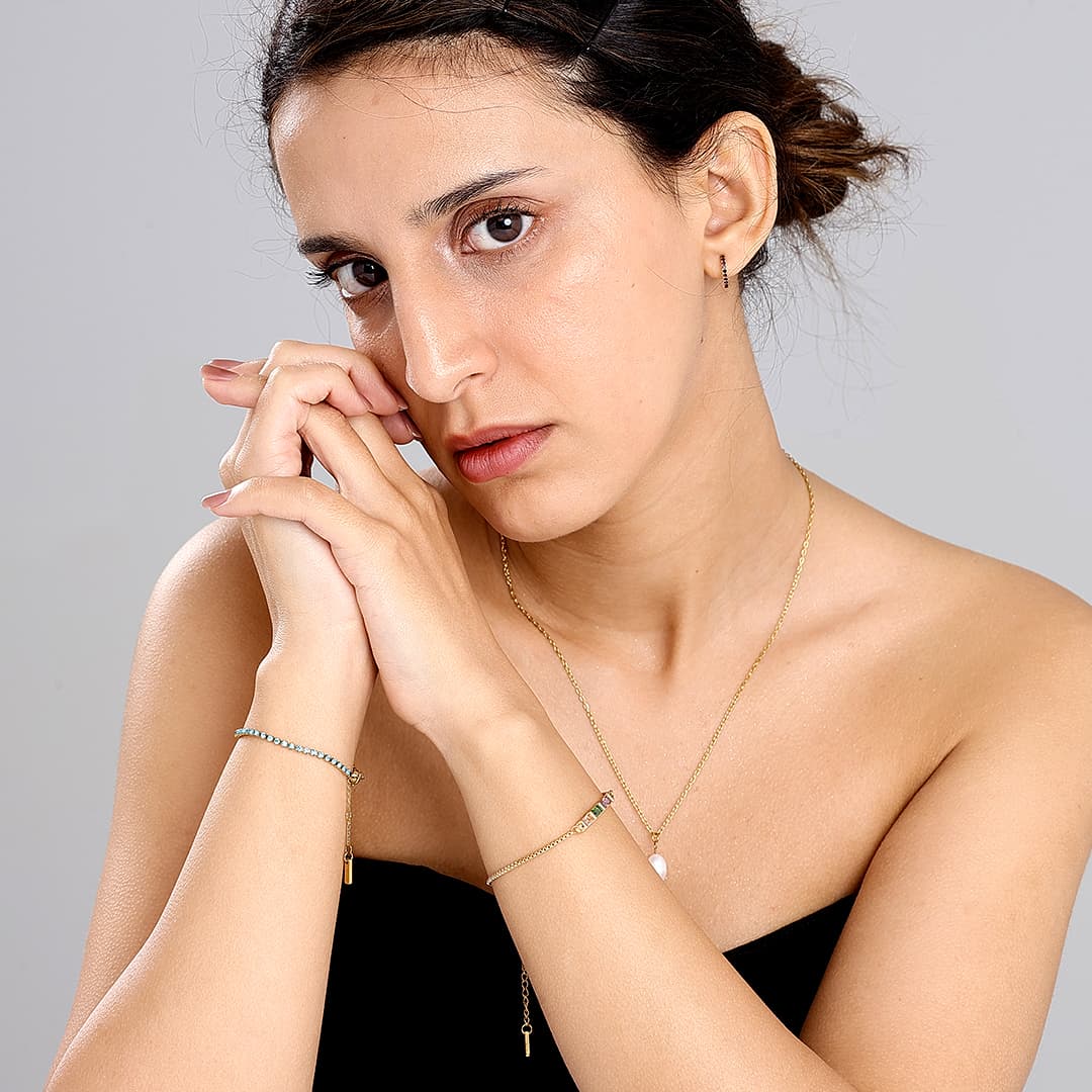 Gold Tiny Birthstone Tennis Bracelet