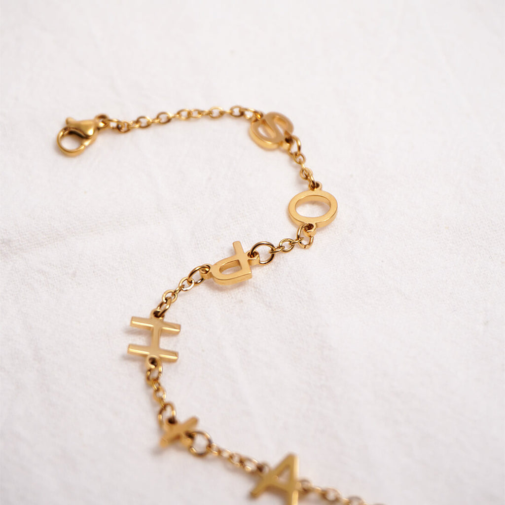 Gold Custom Letter Name Bracelet